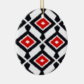 Ikat Pattern - Donkerrood, zwart en wit Keramisch Ornament (Rechts)