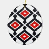 Ikat Pattern - Donkerrood, zwart en wit Keramisch Ornament (Links)