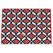 Ikat Pattern - Donkerrood, zwart en wit Large Cadeautasje (Voorkant)