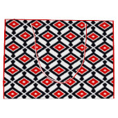 Ikat Pattern - Donkerrood, zwart en wit Large Cadeautasje (Achterkant)