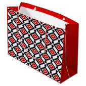 Ikat Pattern - Donkerrood, zwart en wit Large Cadeautasje (Achterkant Gekanteld)