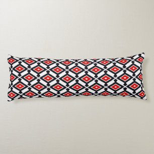 Ikat Pattern - Donkerrood, zwart en wit Lichaamskussen