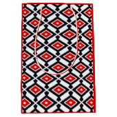 Ikat Pattern - Donkerrood, zwart en wit Medium Cadeauzakje (Voorkant)