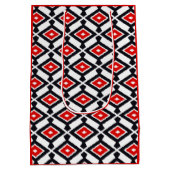 Ikat Pattern - Donkerrood, zwart en wit Medium Cadeauzakje (Achterkant)
