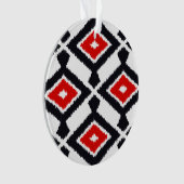 Ikat Pattern - Donkerrood, zwart en wit Ornament (voorkant)