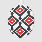 Ikat Pattern - Donkerrood, zwart en wit Ornament (voorkant)