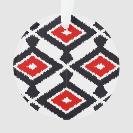 Ikat Pattern - Donkerrood, zwart en wit Ornament (voorkant)