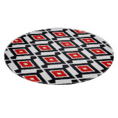 Ikat Pattern - Donkerrood, zwart en wit Snijplank (Hoek)