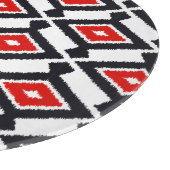 Ikat Pattern - Donkerrood, zwart en wit Snijplank (Hoek)