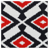 Ikat Pattern - Donkerrood, zwart en wit Stof (Close Up)