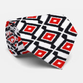 Ikat Pattern - Donkerrood, zwart en wit Stropdas (Opgerold)