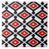 Ikat Pattern - Donkerrood, zwart en wit Tegeltje (Voorkant)