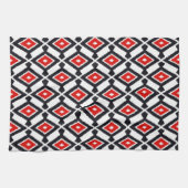 Ikat Pattern - Donkerrood, zwart en wit Theedoek (Horizontaal)