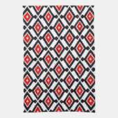 Ikat Pattern - Donkerrood, zwart en wit Theedoek (Verticaal)