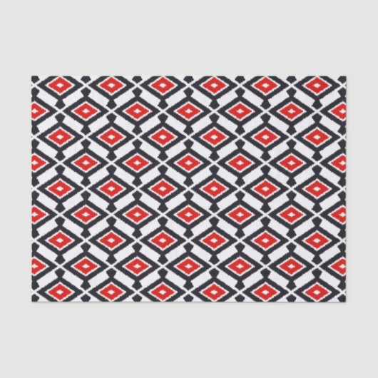Ikat Pattern - Donkerrood, zwart en wit Tissuepapier (Voorkant)