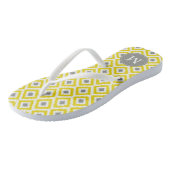 Ikat Pattern, geel en grijs diamant, gepersonalise Teenslippers (Schuin)