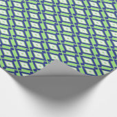 Ikat Pattern - Green, Indigo Blue en White Cadeaupapier (Hoek)