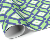 Ikat Pattern - Green, Indigo Blue en White Cadeaupapier (Rol Hoek)