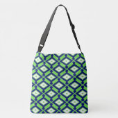 Ikat Pattern - Green, Indigo Blue en White Crossbody Tas (Achterkant)