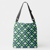 Ikat Pattern - Green, Indigo Blue en White Crossbody Tas (Voorkant)