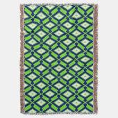 Ikat Pattern - Green, Indigo Blue en White Deken (Voorkant Verticaal)