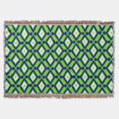 Ikat Pattern - Green, Indigo Blue en White Deken (Voorkant)