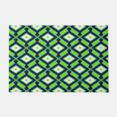 Ikat Pattern, Green, Indigo Blue en White Deurmat (Voorkant)