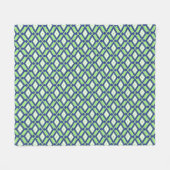 Ikat Pattern - Green, Indigo Blue en White Fleece Deken (Voorkant (Horizontaal))