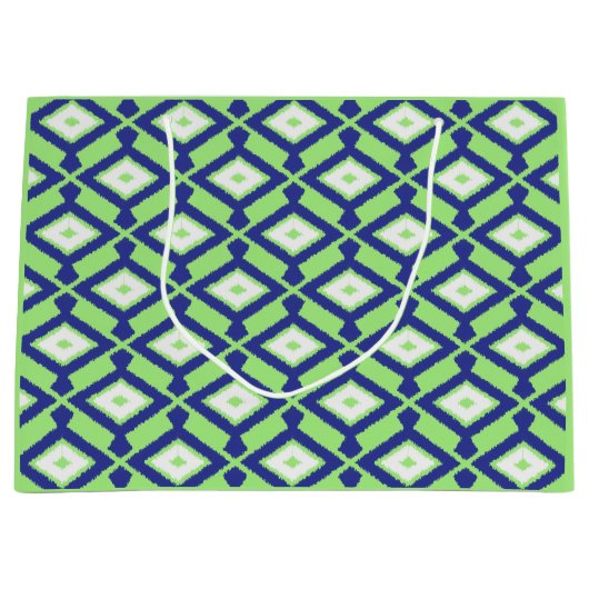 Ikat Pattern - Green, Indigo Blue en White Groot Cadeauzakje (Voorkant)