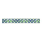 Ikat Pattern - Green, Indigo Blue en White Grosgrain Lint (Voorkant)