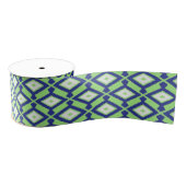 Ikat Pattern - Green, Indigo Blue en White Grosgrain Lint (Spoel)