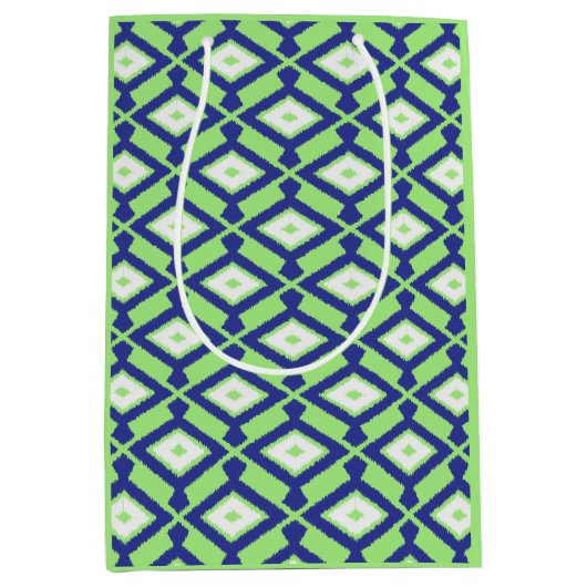 Ikat Pattern - Green, Indigo Blue en White Medium Cadeauzakje (Voorkant)