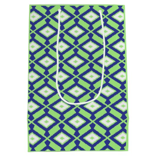 Ikat Pattern - Green, Indigo Blue en White Medium Cadeauzakje (Achterkant)