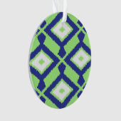 Ikat Pattern - Green, Indigo Blue en White Ornament (voorkant)