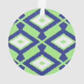 Ikat Pattern - Green, Indigo Blue en White Ornament (achterkant)