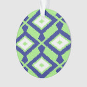 Ikat Pattern - Green, Indigo Blue en White Ornament (voorkant)