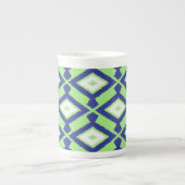 Ikat Pattern - Green, Indigo Blue en White Porselein Kop (Voorkant)