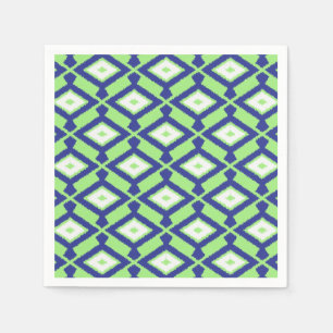 Ikat Pattern - Green, Indigo Blue en White Servet