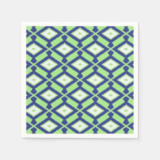 Ikat Pattern - Green, Indigo Blue en White Servet (Voorkant)