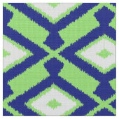 Ikat Pattern - Green, Indigo Blue en White Stof (Close Up)