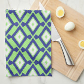 Ikat Pattern - Green, Indigo Blue en White Theedoek (Quarter Fold)