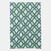 Ikat Pattern - Green, Indigo Blue en White Theedoek (Verticaal)