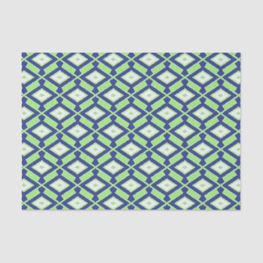 Ikat Pattern - Green, Indigo Blue en White Tissuepapier (Voorkant)