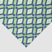 Ikat Pattern - Green, Indigo Blue en White Tissuepapier (Detail)