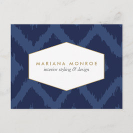 Ikat Pattern in Blue Designer Briefkaart