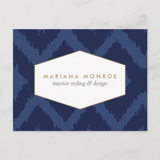 Ikat Pattern in Blue Designer Briefkaart (Voorkant)