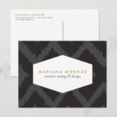Ikat Pattern in Donkergrijs Designer Briefkaart (Voorkant / Achterkant)