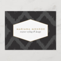 Ikat Pattern in Donkergrijs Designer Briefkaart