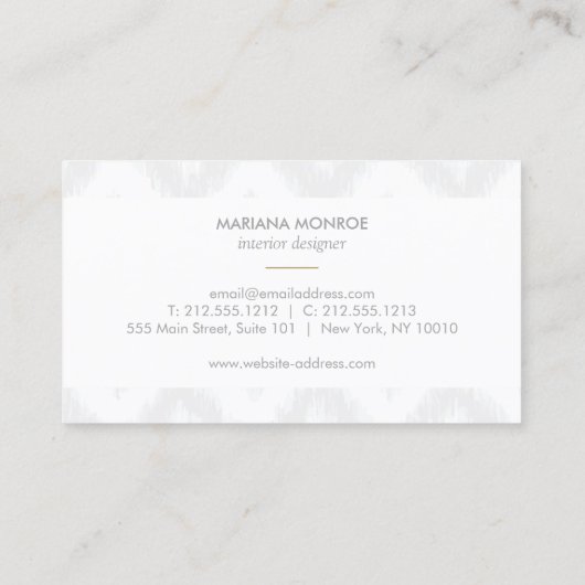 Ikat Pattern in grijs/wit designer Visitekaartje (Achterkant)