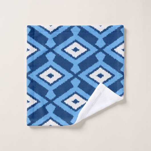 Ikat Pattern, Indigo and Denim Blue Bad Handdoek (Wasdoekje)